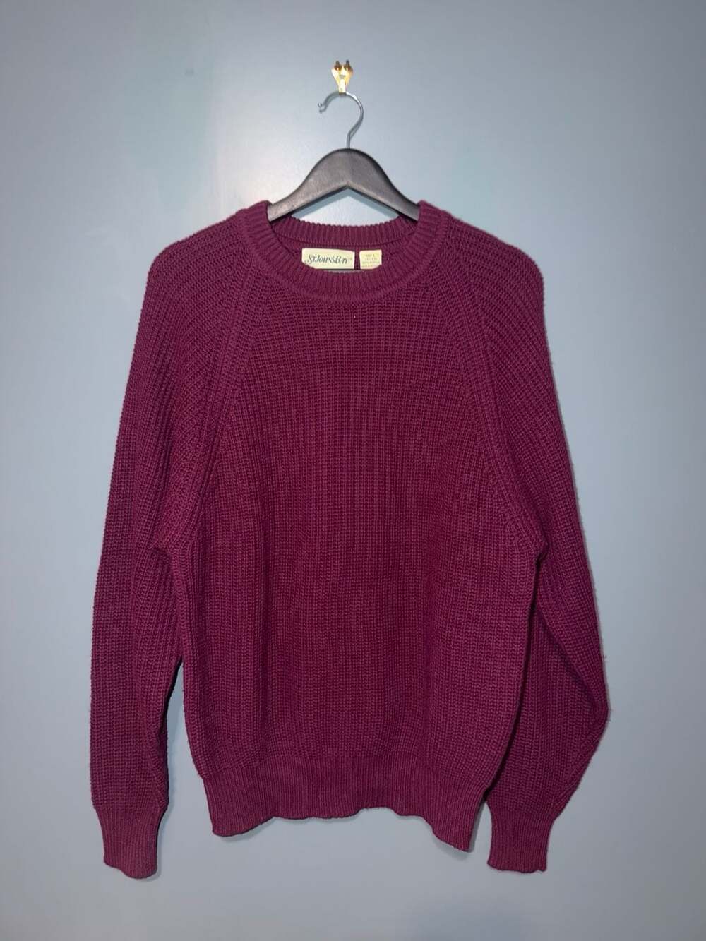 St. John's Bay Vintage Burgundy Acrylic Crewneck Shaker Knit Sweater